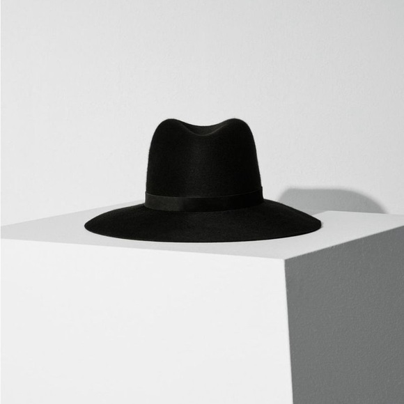 Janessa Leone Rylan 100% wool black hat. Size medium. New with tags & hat box. - Picture 2 of 11